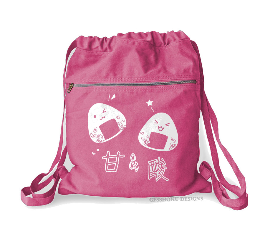 Onigiri Rice Balls Cinch Backpack - Raspberry