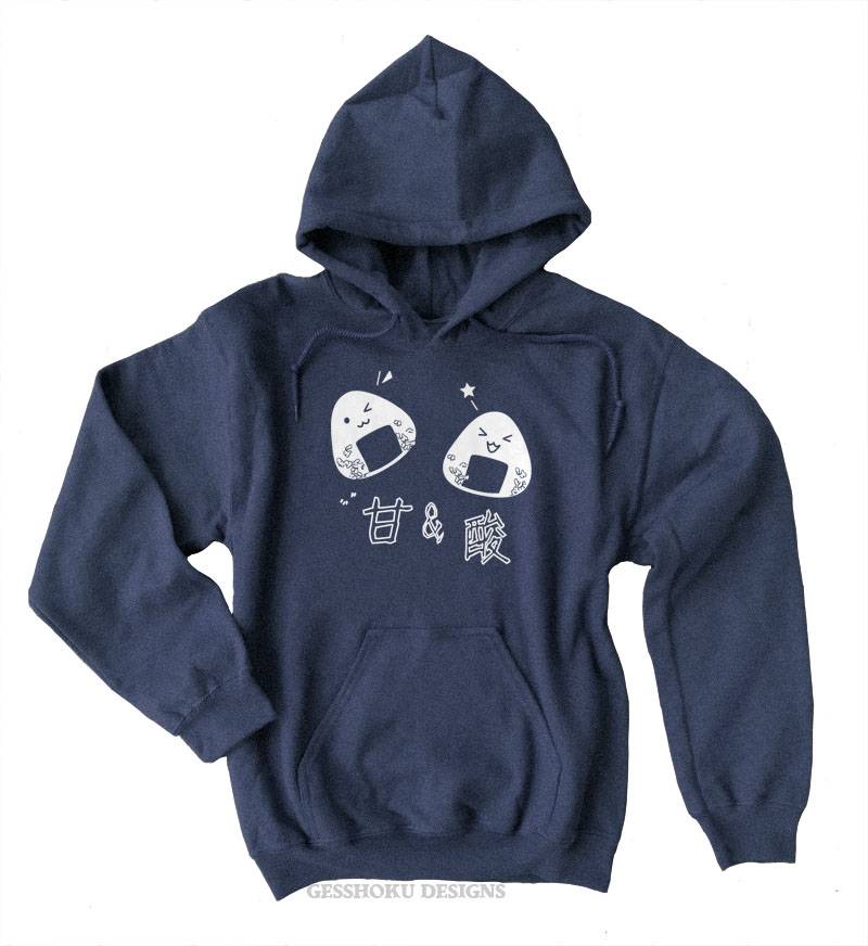 Onigiri Rice Ball Pullover Hoodie - Heather Navy