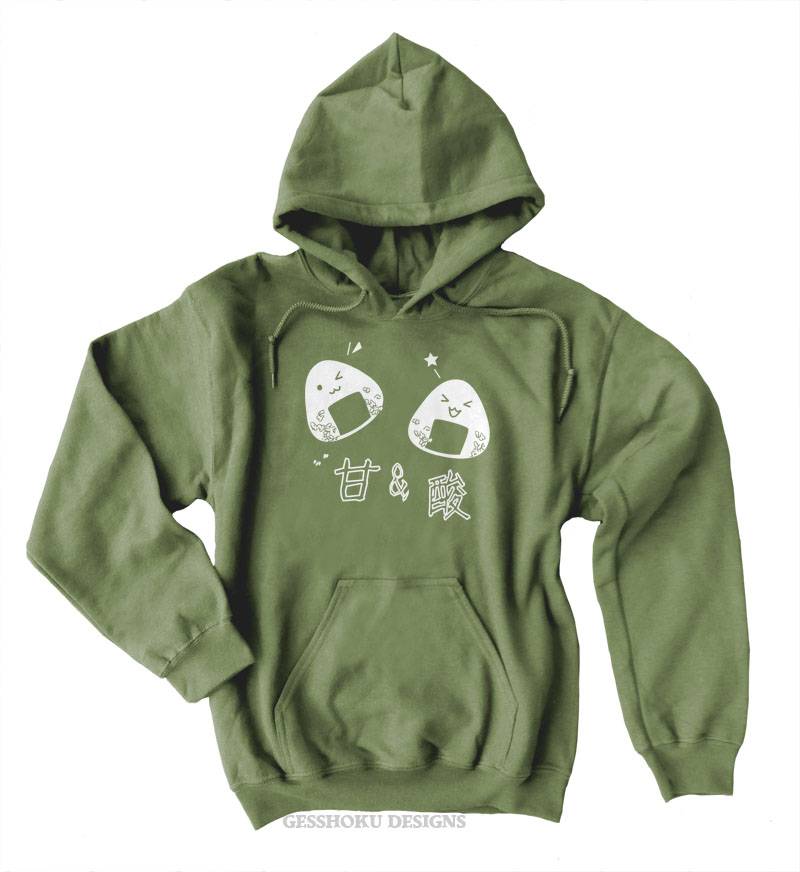 Onigiri Rice Ball Pullover Hoodie - Olive Green