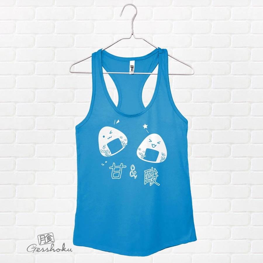 Onigiri Rice Balls Flowy Tank Top - Aqua Blue