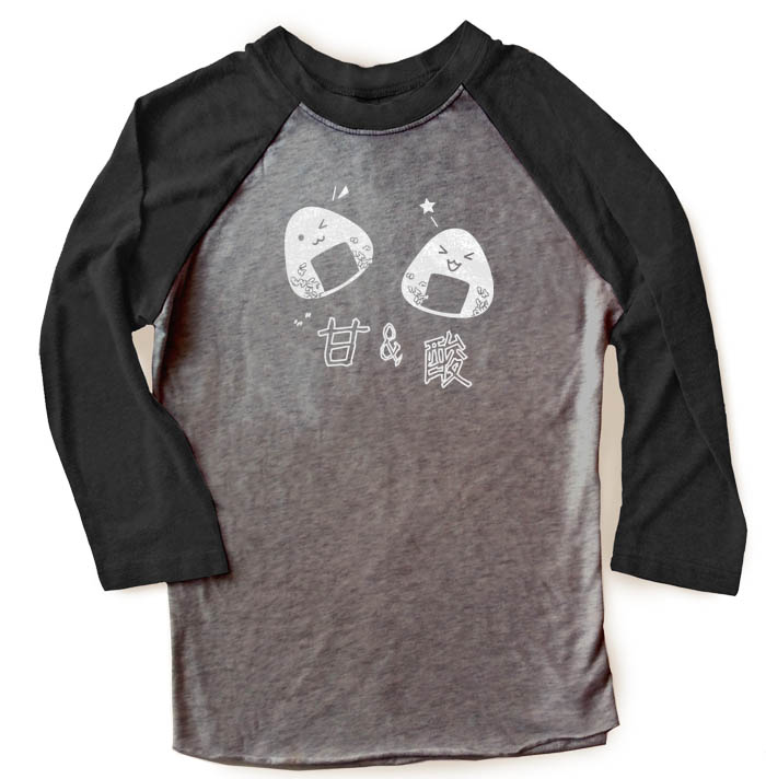 Onigiri Rice Balls Raglan T-shirt - Black/Charcoal Grey