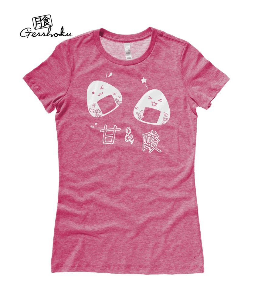 Onigiri Rice Balls Ladies T-shirt - Heather Raspberry