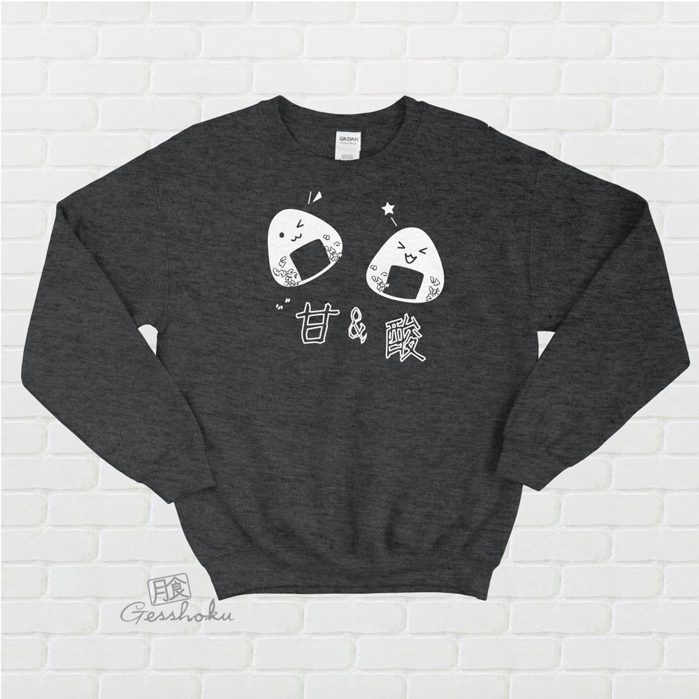Onigiri Rice Balls Crewneck Sweatshirt - Heather Black