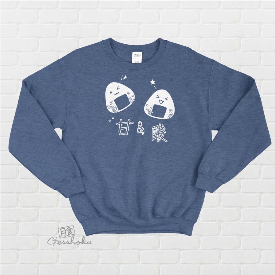 Onigiri Rice Balls Crewneck Sweatshirt - Heather Blue