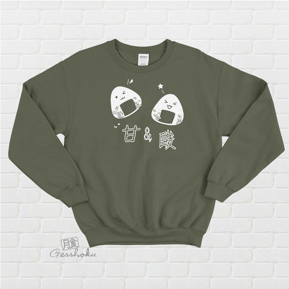 Onigiri Rice Balls Crewneck Sweatshirt - Olive Green