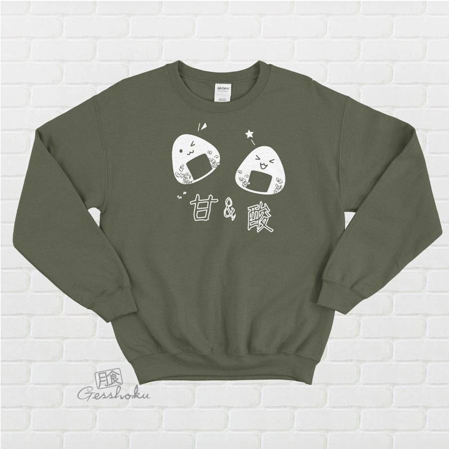 Onigiri Rice Balls Crewneck Sweatshirt - Olive Green