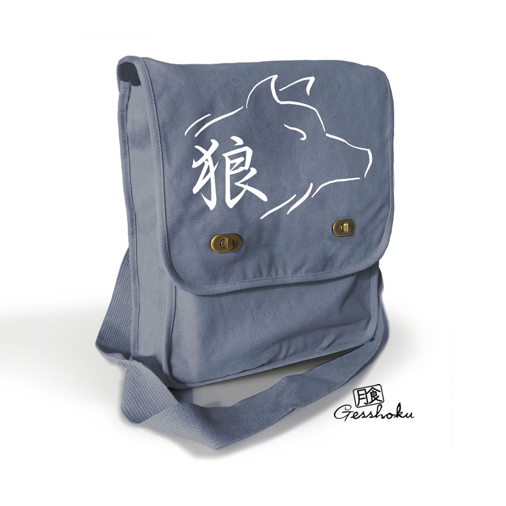 Ookami Wolf Kanji Field Bag - Blue