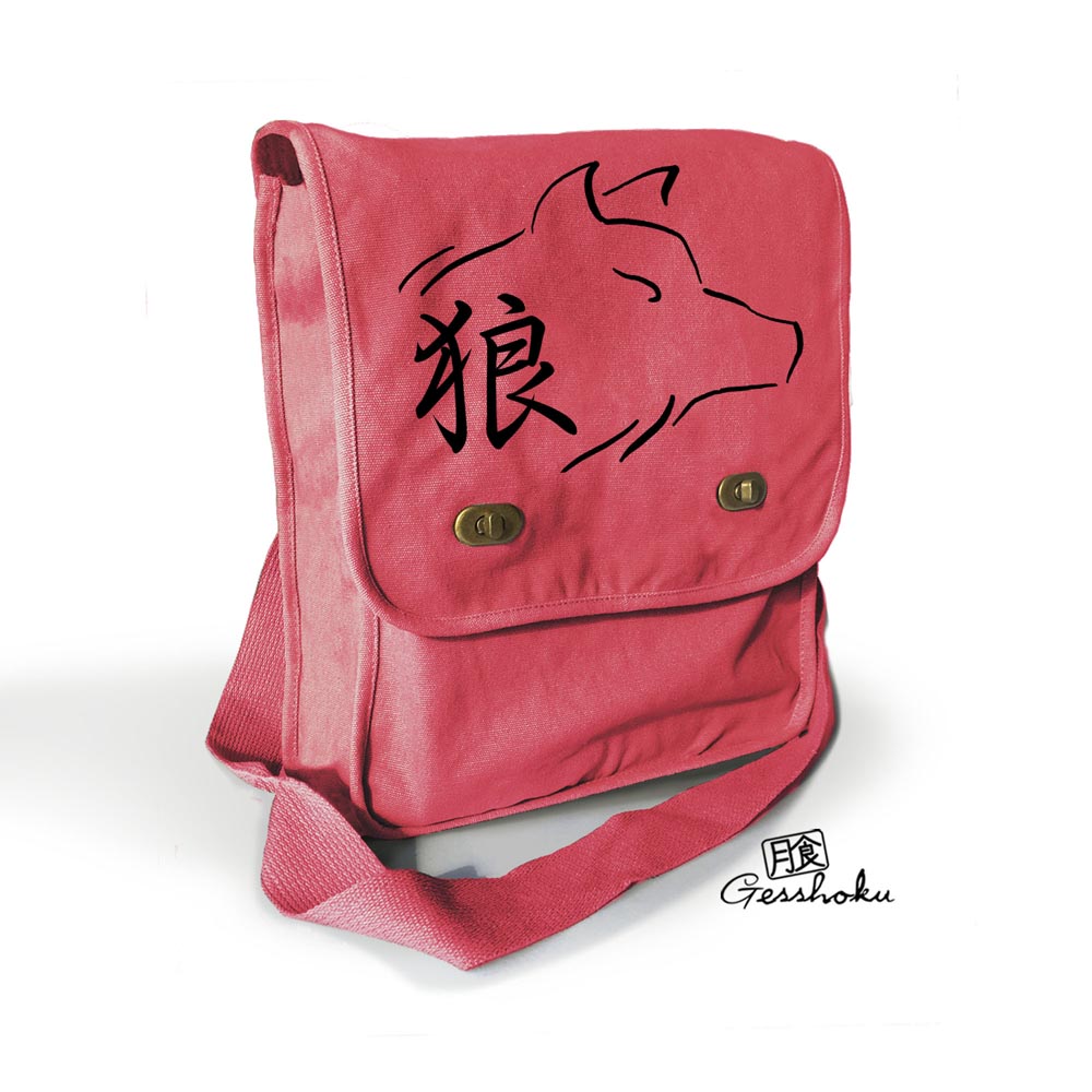 Ookami Wolf Kanji Field Bag - Red