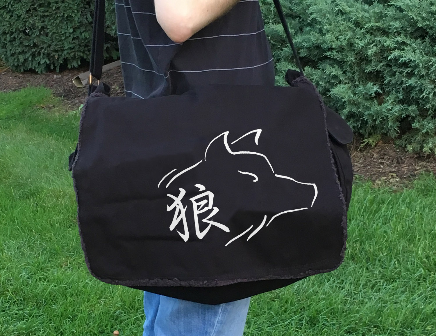 Ookami Wolf Kanji Messenger Bag -