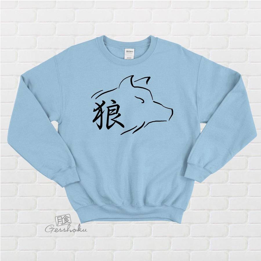 Ookami Wolf Crewneck Sweatshirt - Light Blue