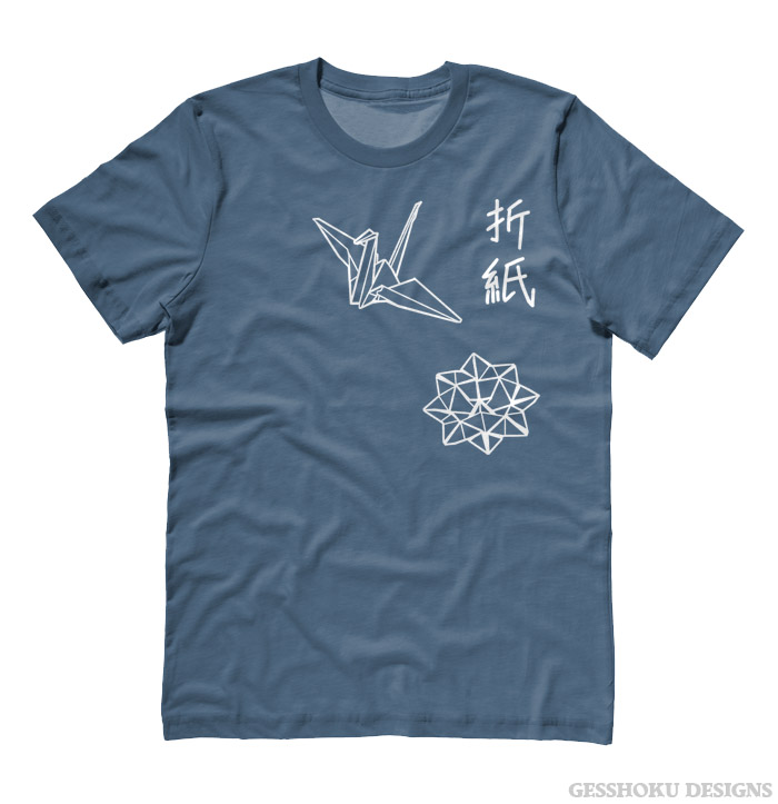 Origami Japanese Kanji T-shirt - Stone Blue