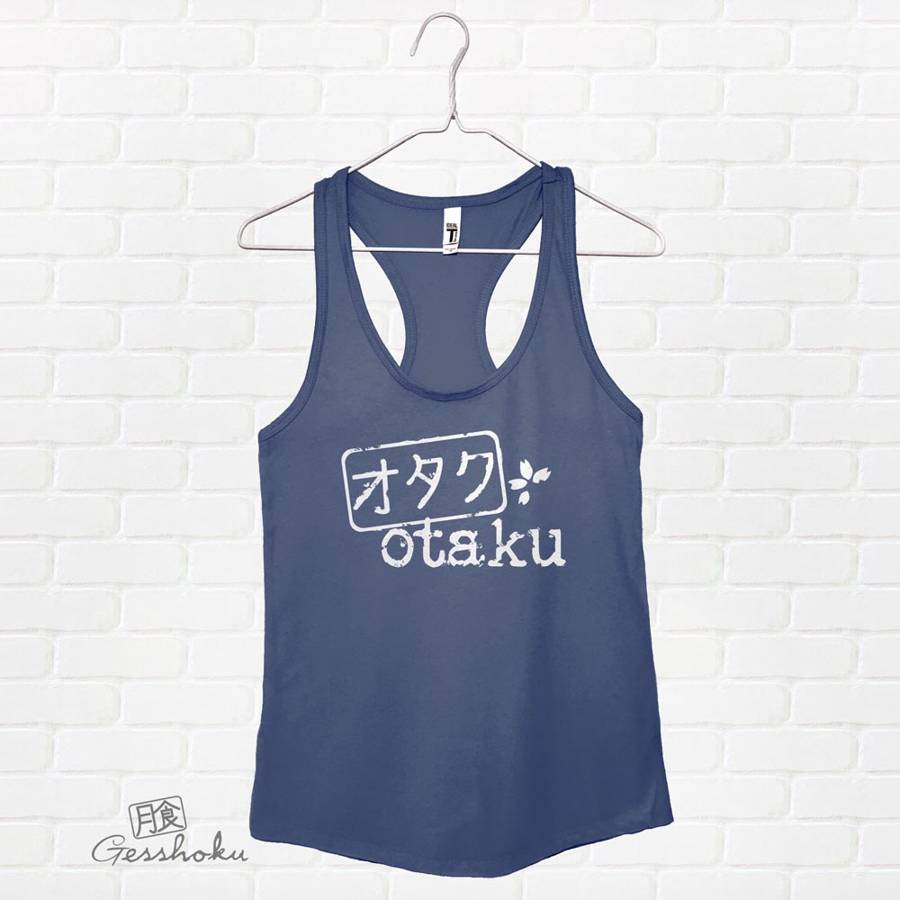 Otaku Stamp Flowy Tank Top - Indigo Blue