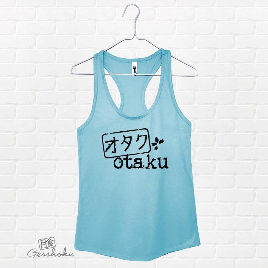 Otaku Stamp Flowy Tank Top - Light Blue