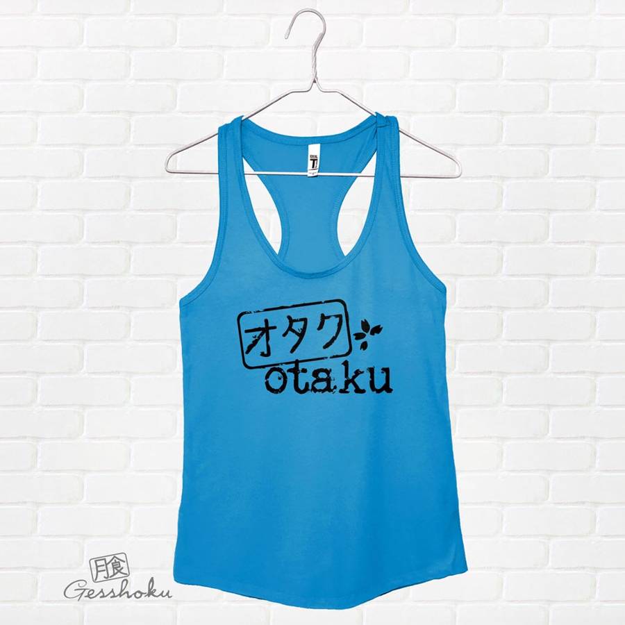 Otaku Stamp Flowy Tank Top - Aqua Blue