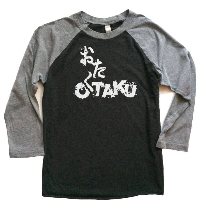 Otaku Anime Raglan T-shirt - Grey/Black