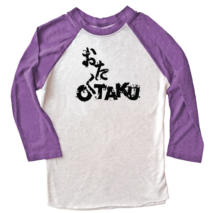 Otaku Anime Raglan T-shirt - Purple/White