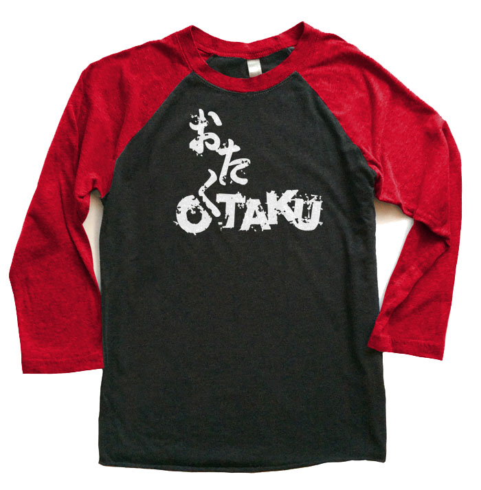 Otaku Anime Raglan T-shirt - Red/Black
