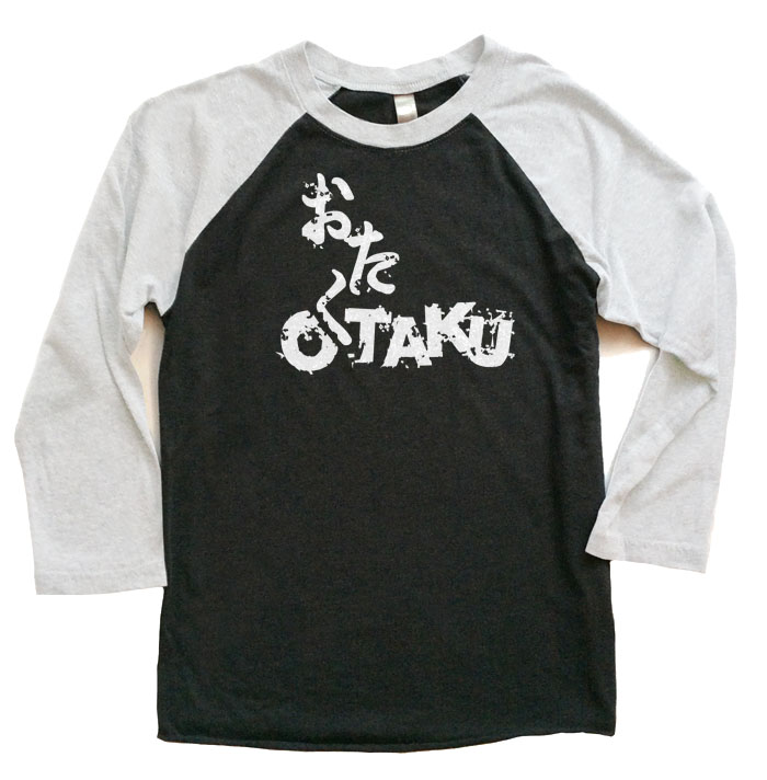 Otaku Anime Raglan T-shirt - White/Black