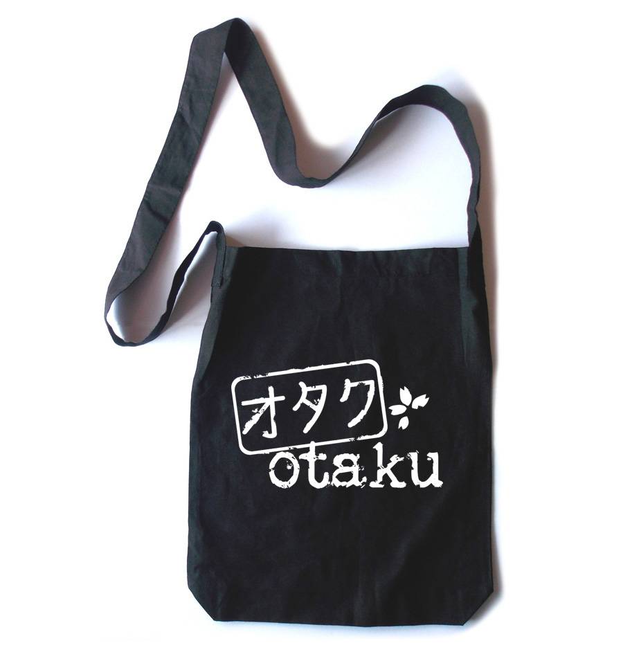 Otaku Stamp Crossbody Tote Bag - Black