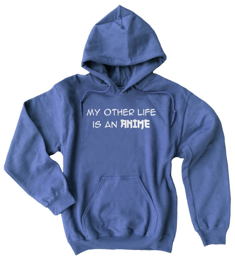My Other Life is an Anime Pullover Hoodie - Heather Blue