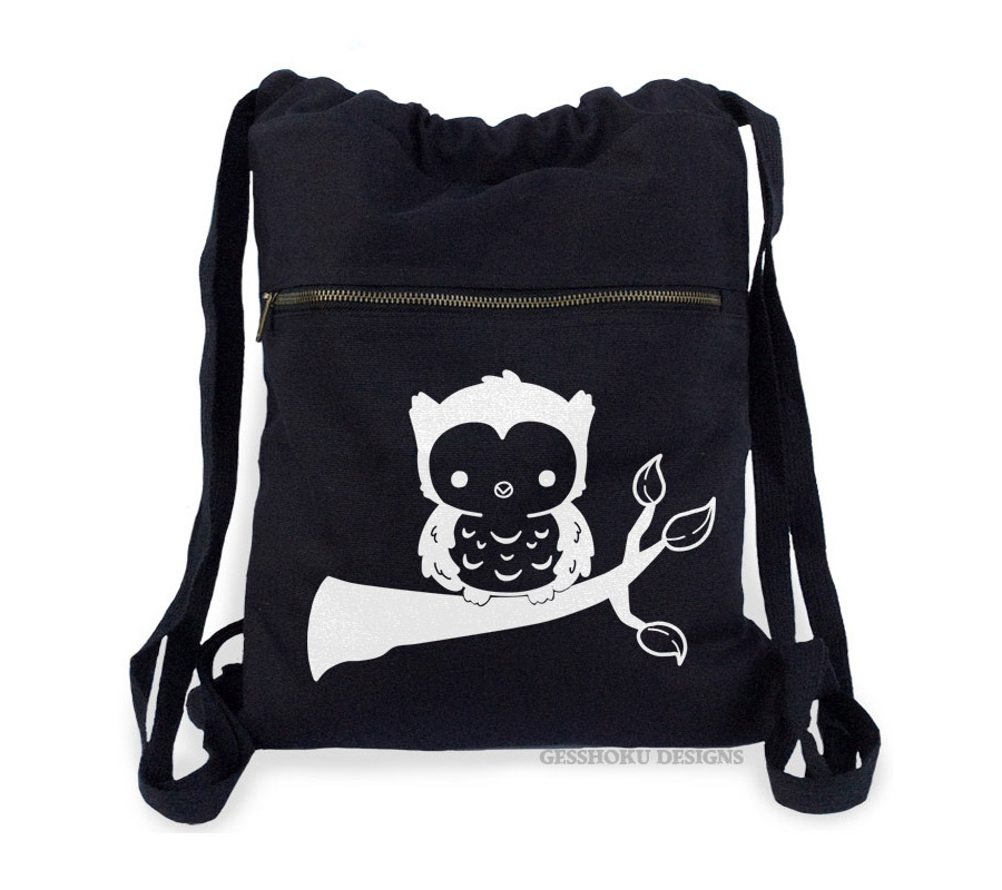 Fluffy Owl Cinch Backpack - Black