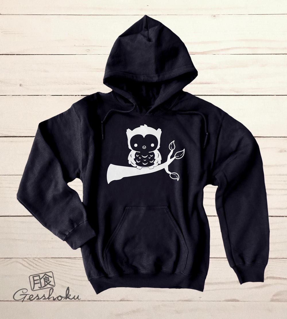 Fluffy Owl Pullover Hoodie - Black