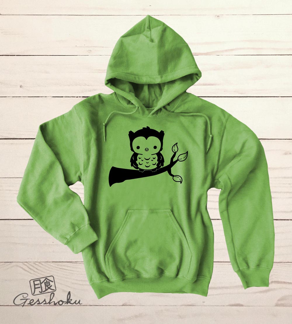 Fluffy Owl Pullover Hoodie - Lime Green