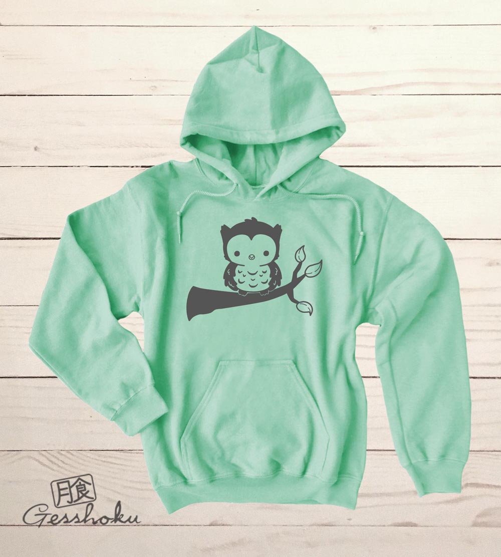 Fluffy Owl Pullover Hoodie - Mint