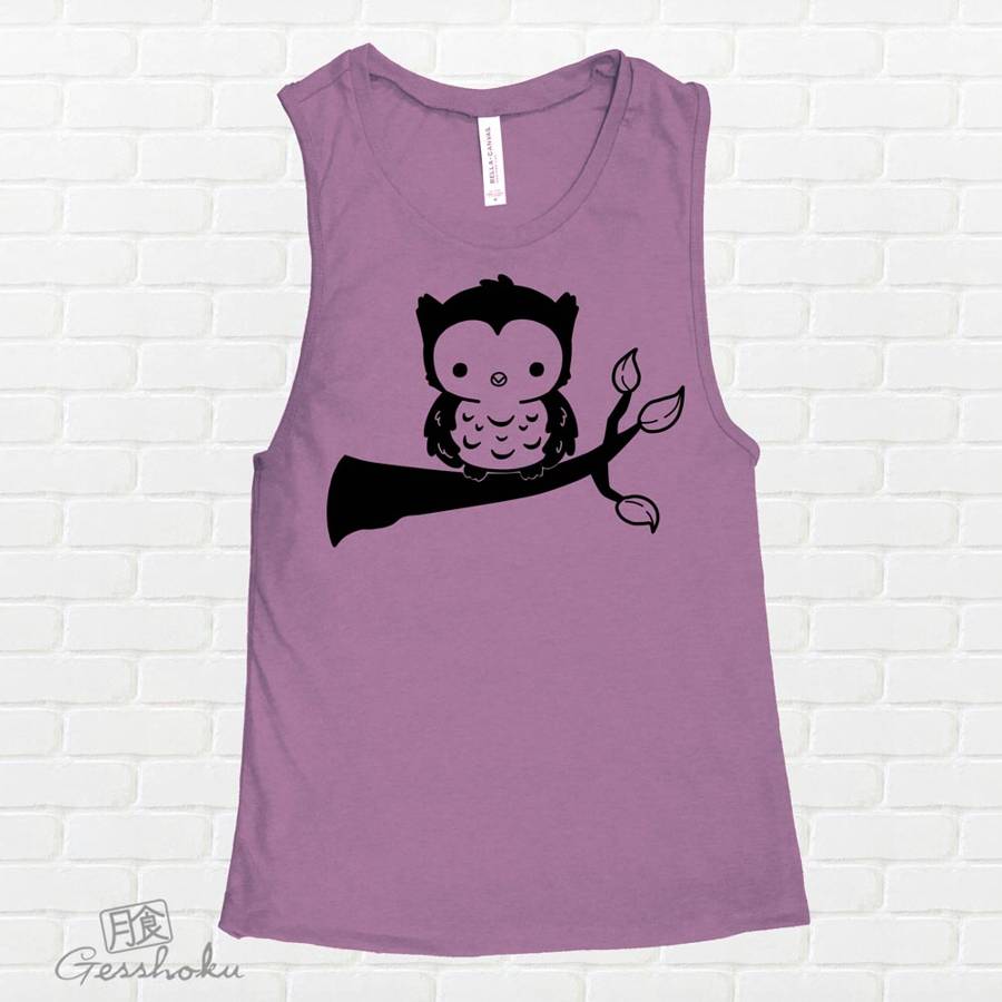 Fluffy Owl Sleeveless Top - Purple