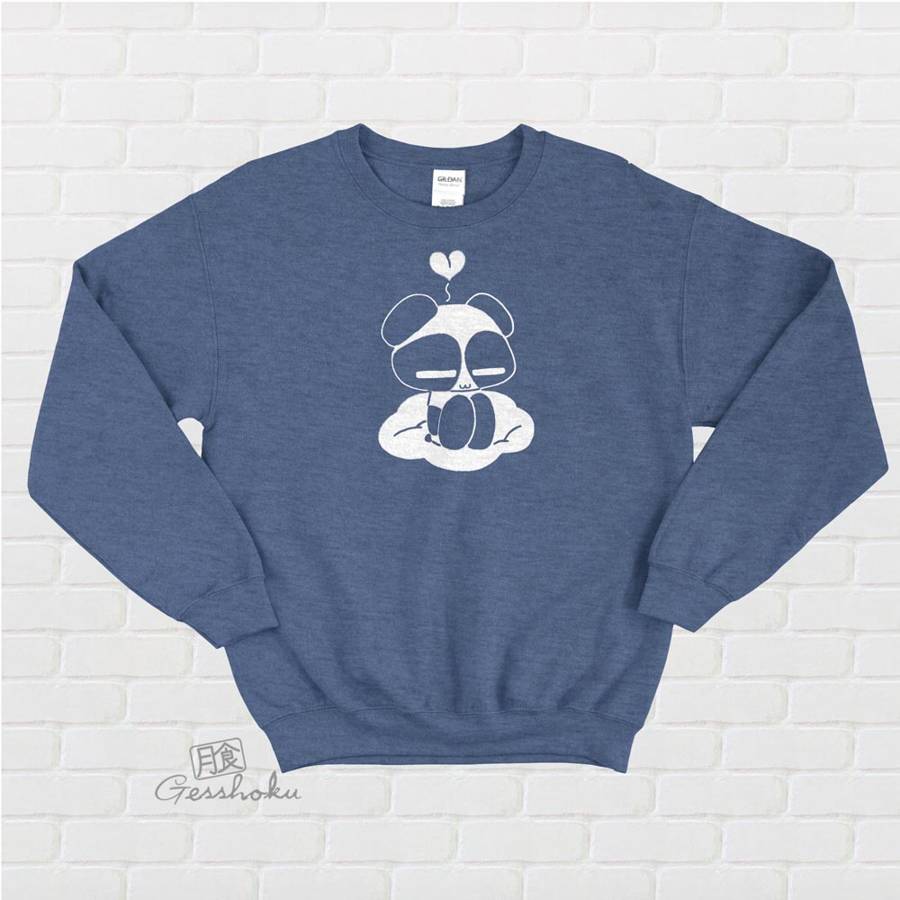 Chibi Panda Crewneck Sweatshirt - Heather Blue