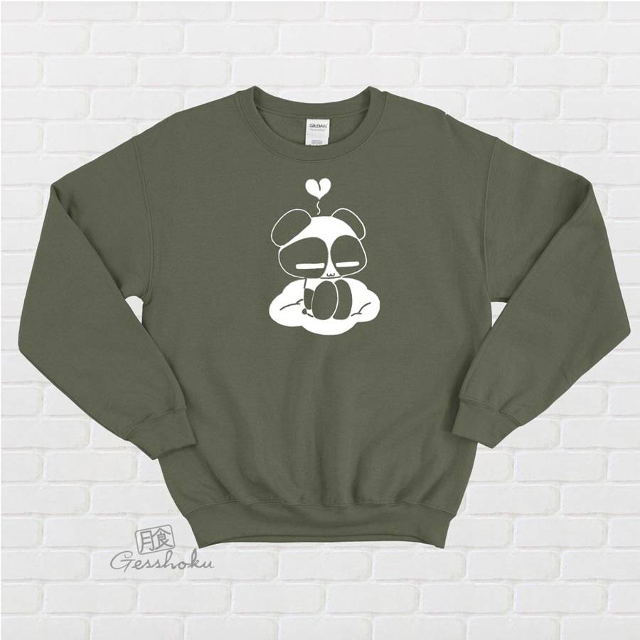 Chibi Panda Crewneck Sweatshirt - Olive Green