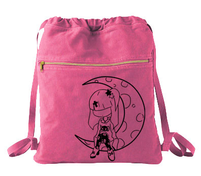 Pastel Moon Cinch Backpack - Raspberry