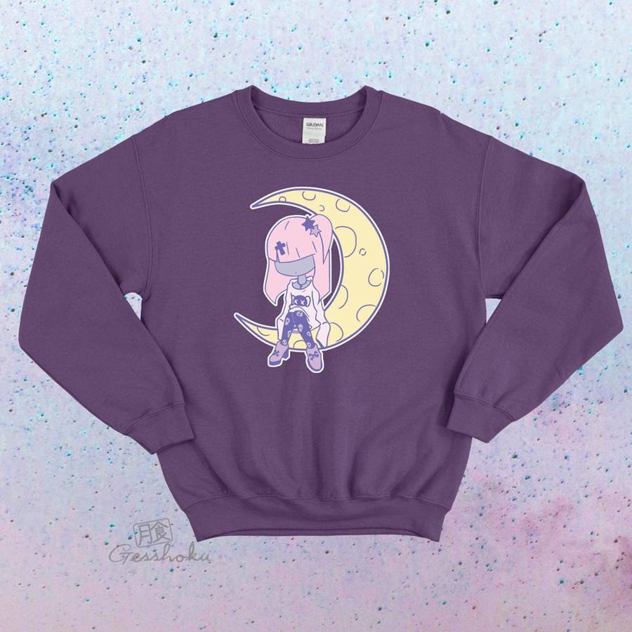 Pastel Moon Yume Kawaii Color-Print Crewneck Sweatshirt - Purple