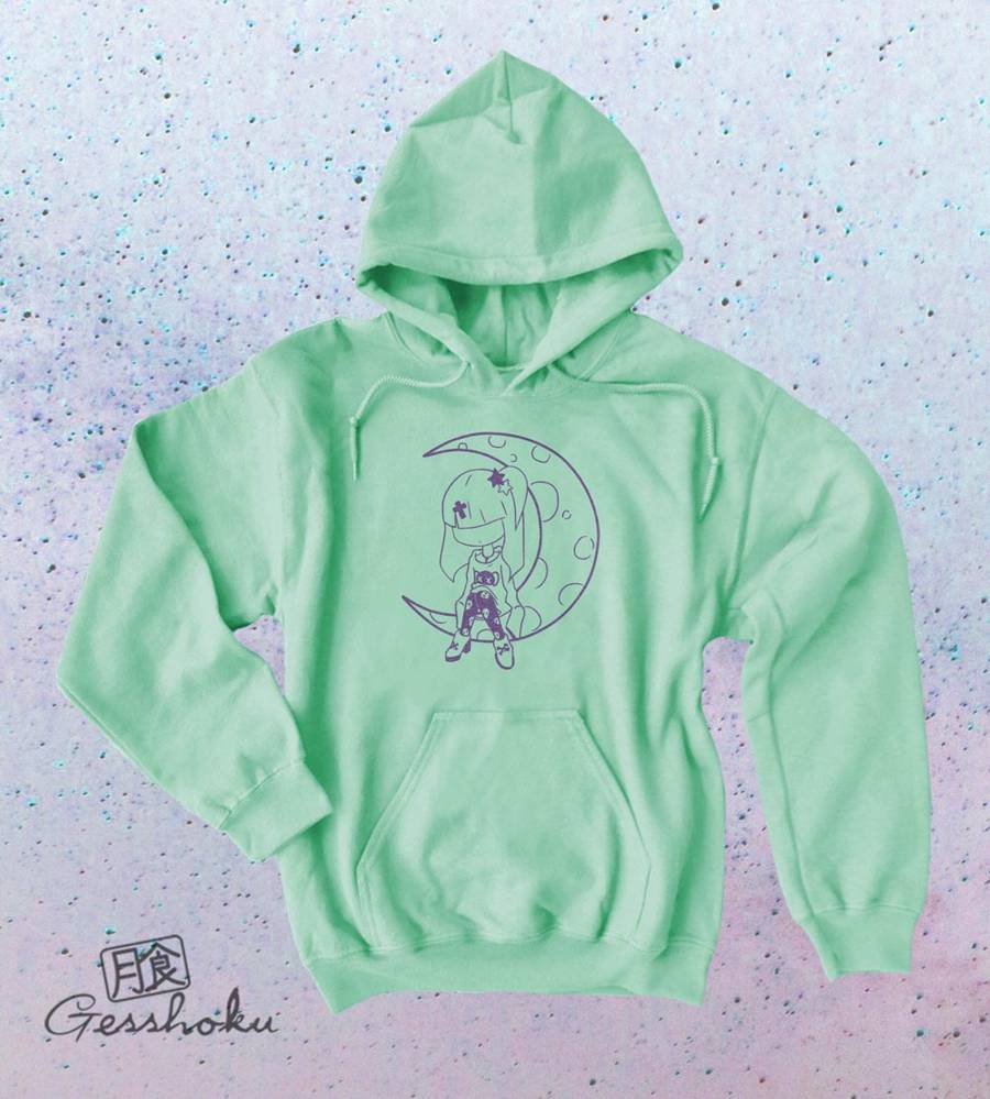 Pastel Moon Pullover Hoodie - Mint