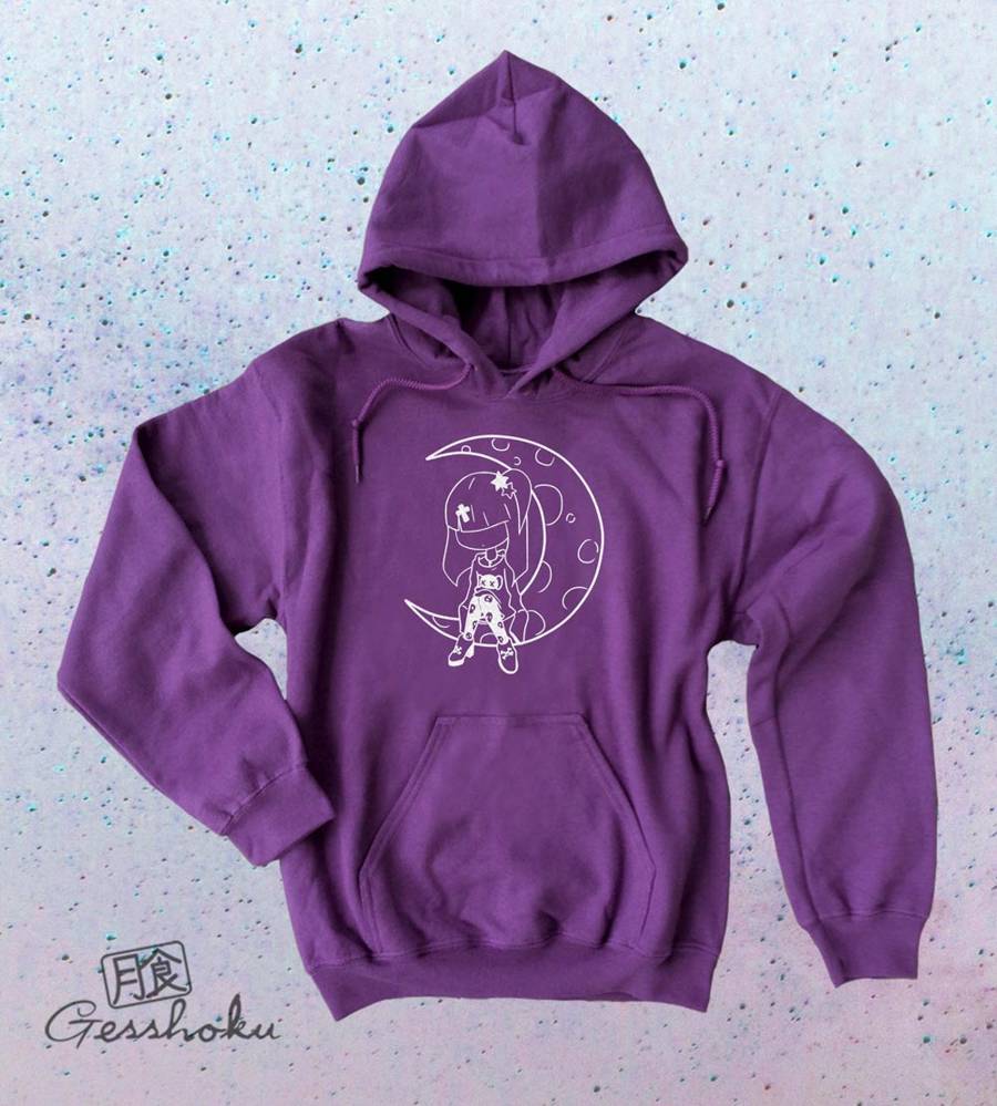 Pastel Moon Pullover Hoodie - Purple