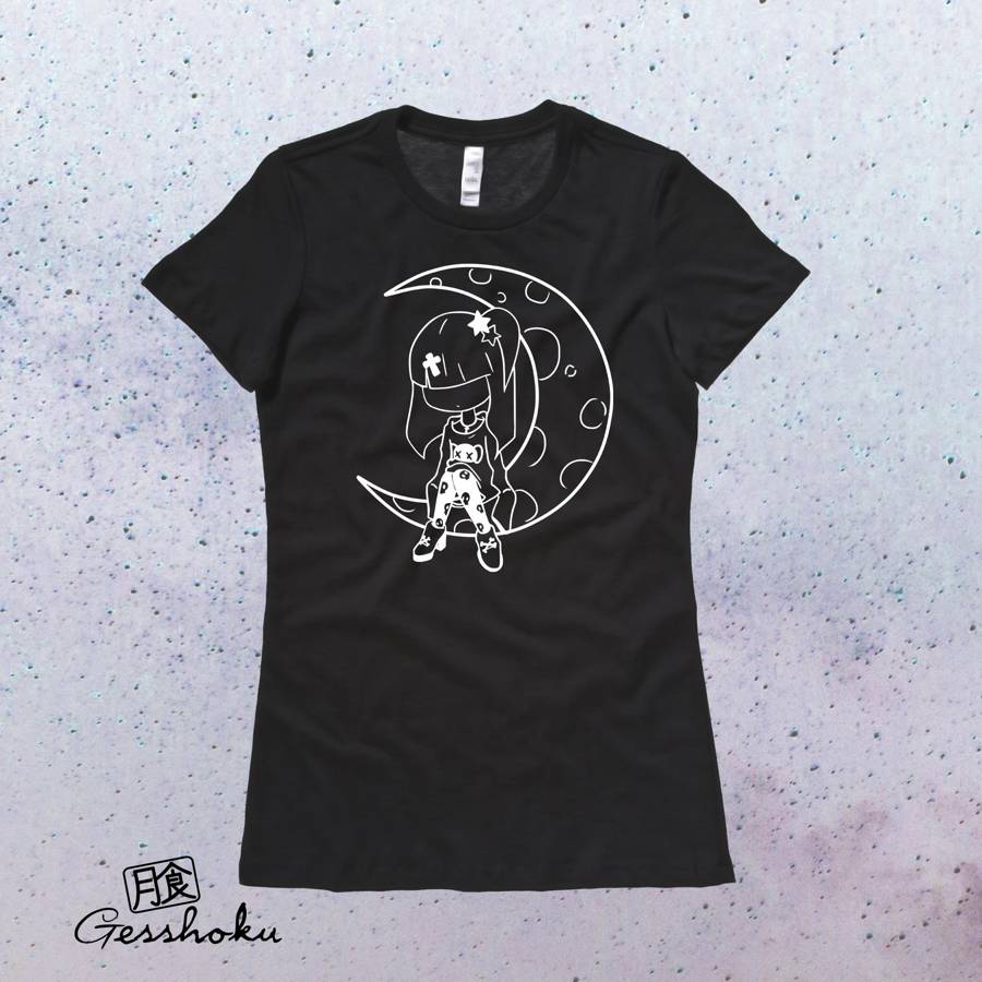 Pastel Moon Ladies T-shirt - Black