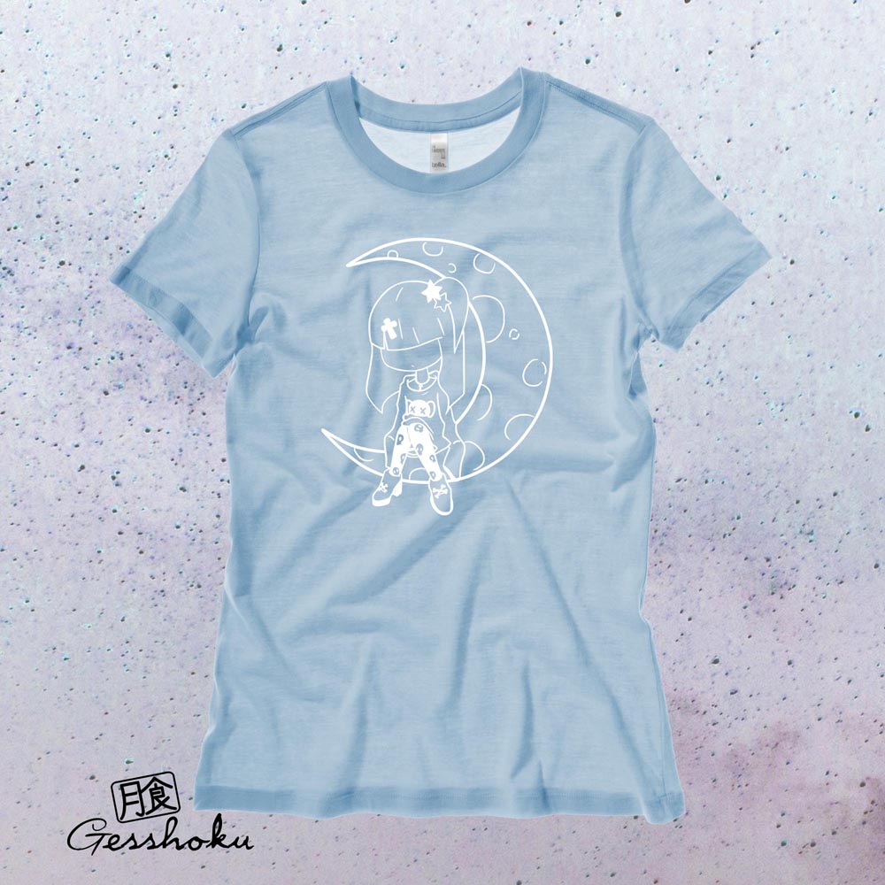 Pastel Moon Ladies T-shirt - Light Blue