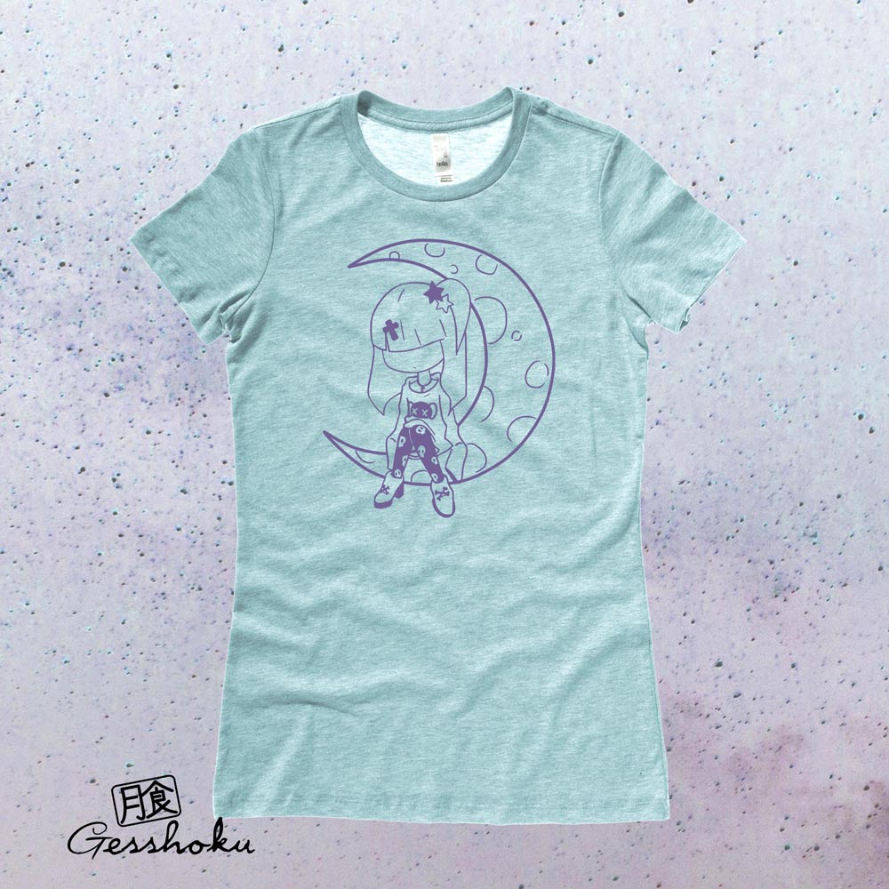 Pastel Moon Ladies T-shirt - Seafoam
