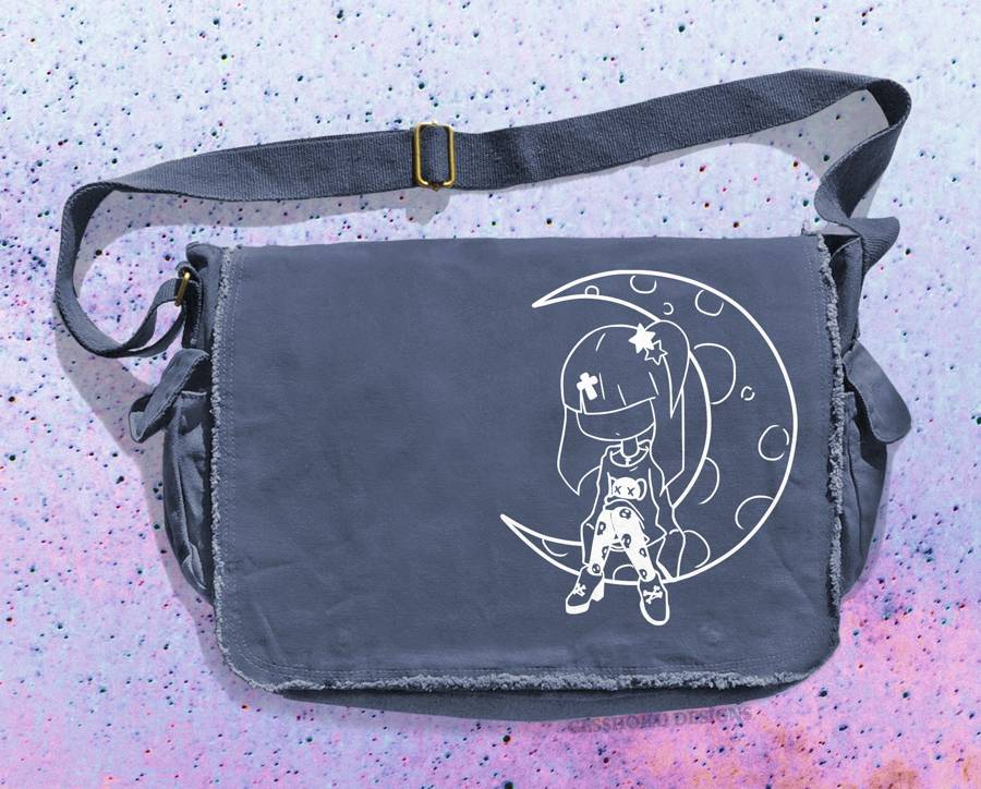 Pastel Moon Messenger Bag - Denim Blue