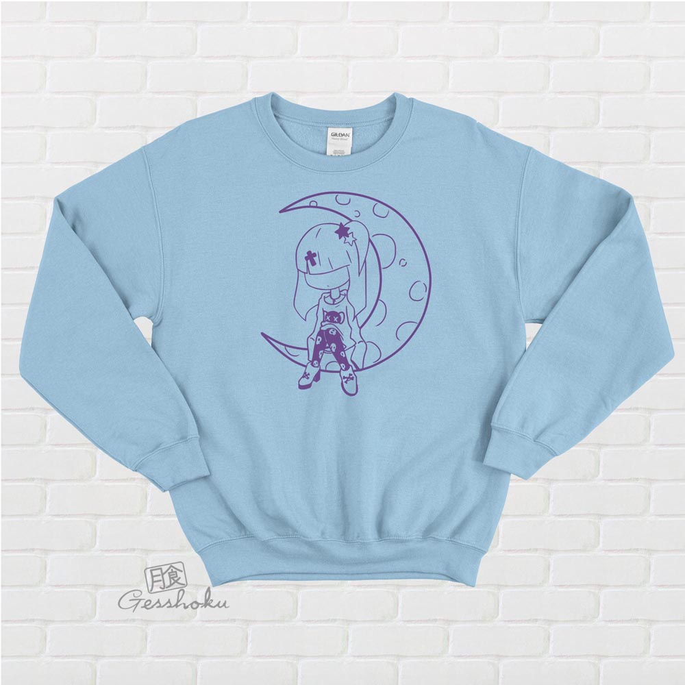 Pastel Moon Crewneck Sweatshirt - Light Blue