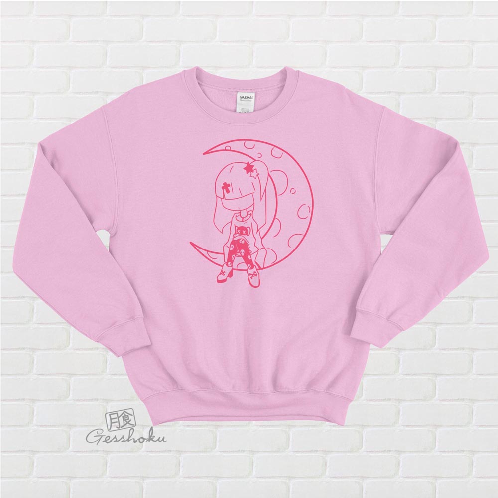 Pastel Moon Crewneck Sweatshirt - Light Pink