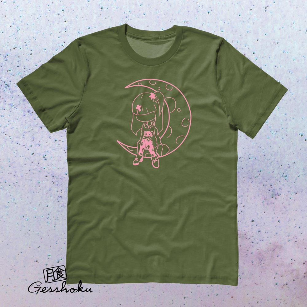 Pastel Moon T-shirt - Olive Green