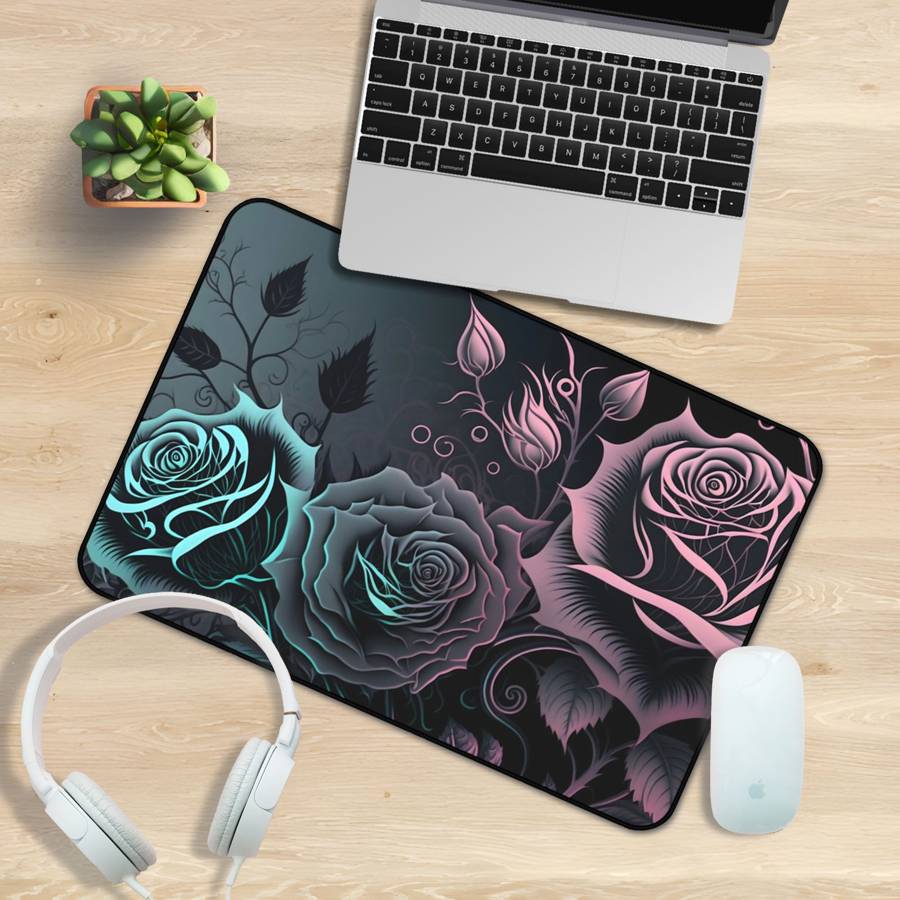 Pastel Goth Roses Desk Mat -