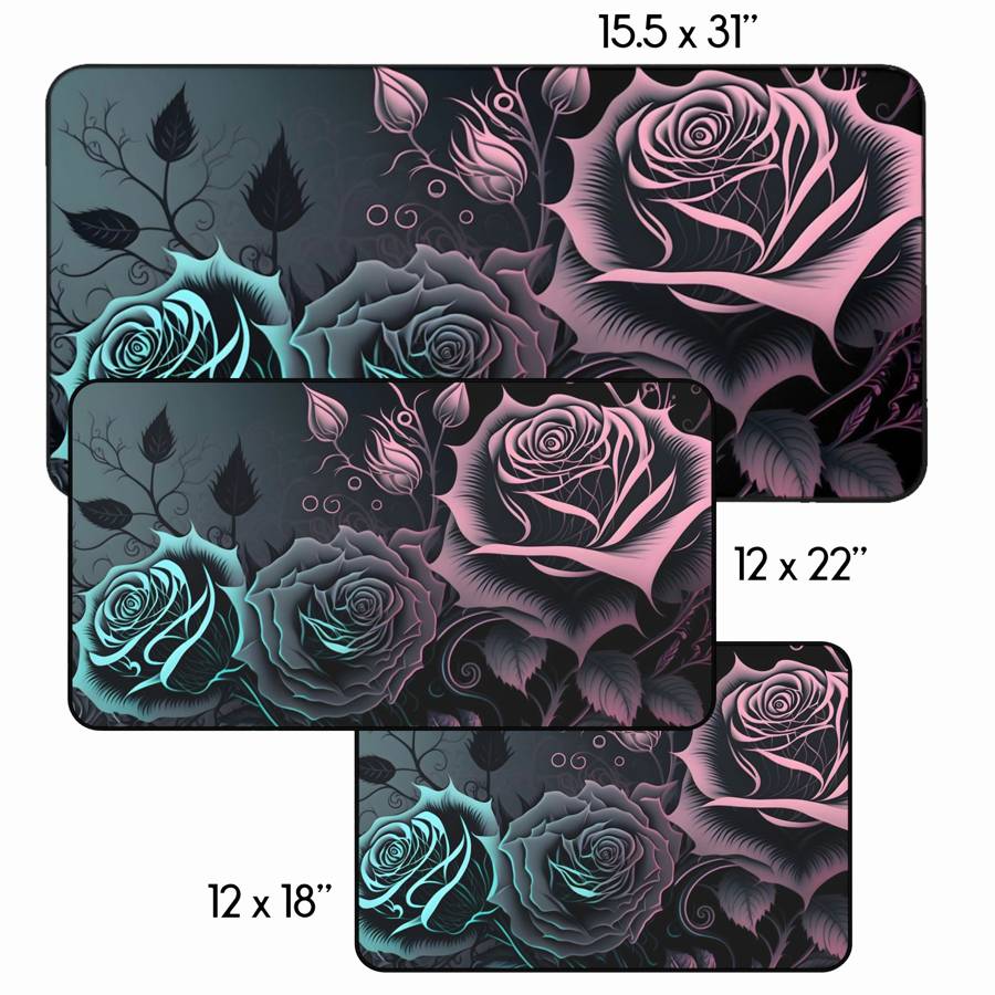 Pastel Goth Roses Desk Mat -