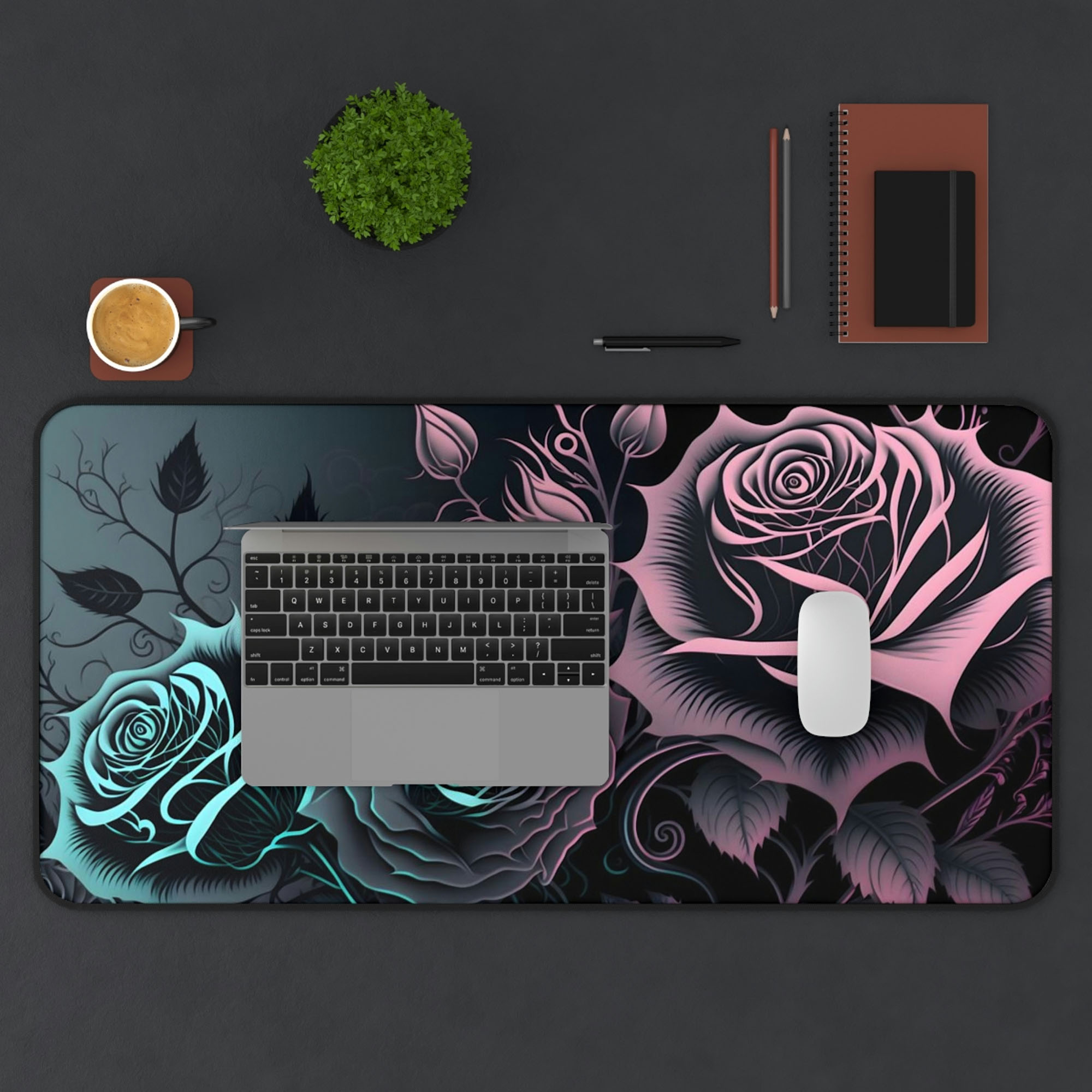 Pastel Goth Roses Desk Mat -
