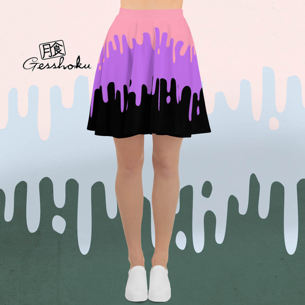 Slime Drips Flare Skirt - Purple/Pink