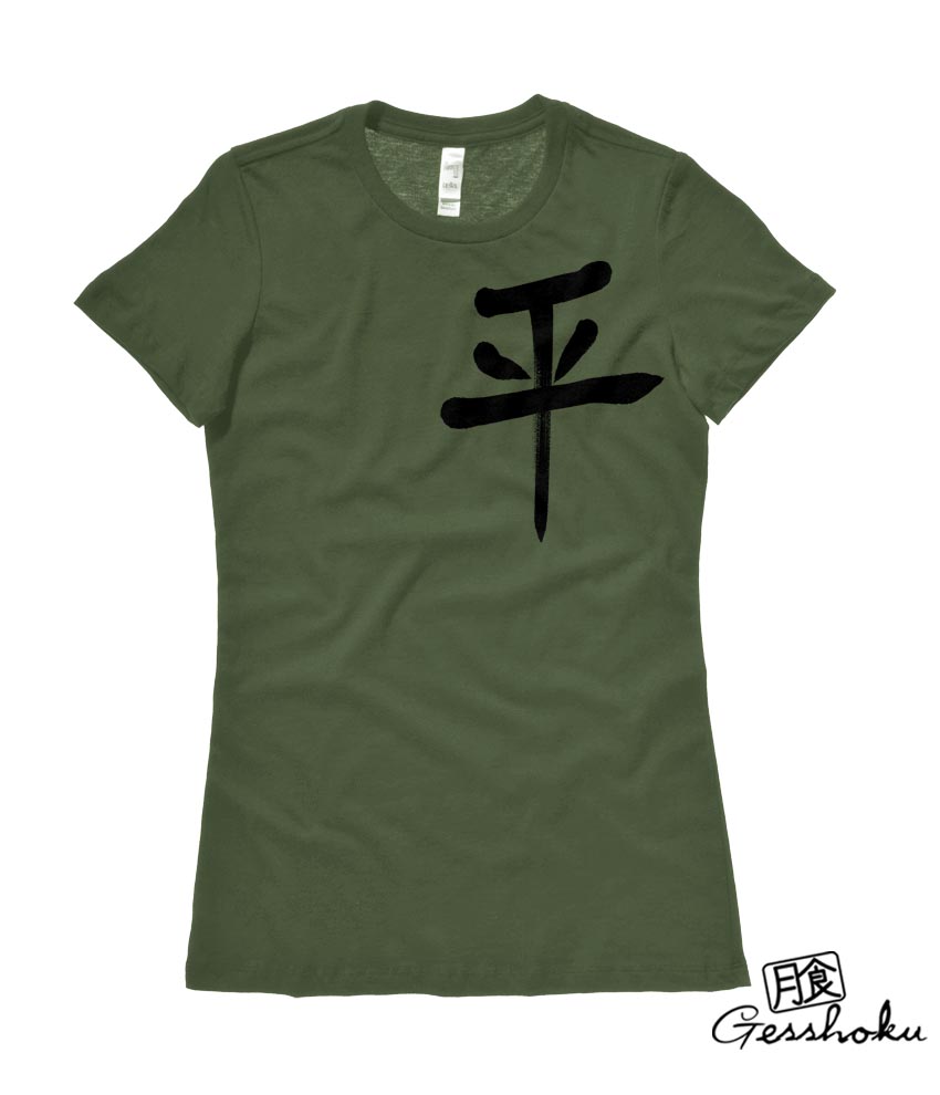 Peace Kanji Ladies T-shirt - Olive Green