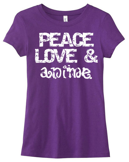 Peace Love & Anime Ladies T-shirt - Purple