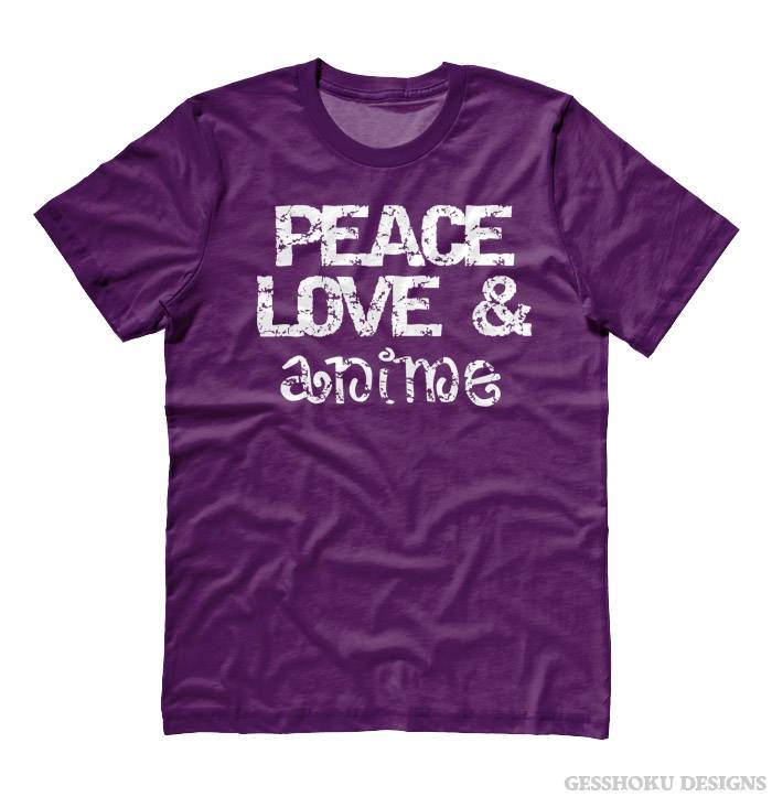 Peace Love & Anime T-shirt - Purple