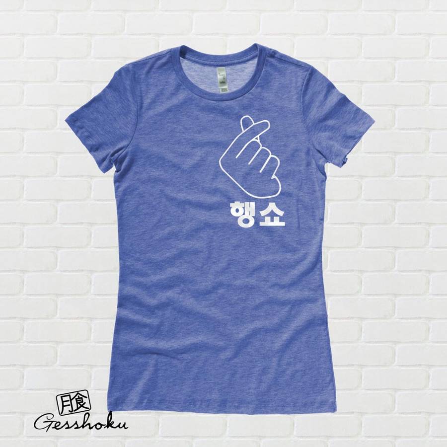 Peace Out "Haengsho" Korean Ladies T-shirt - Heather Royal Blue